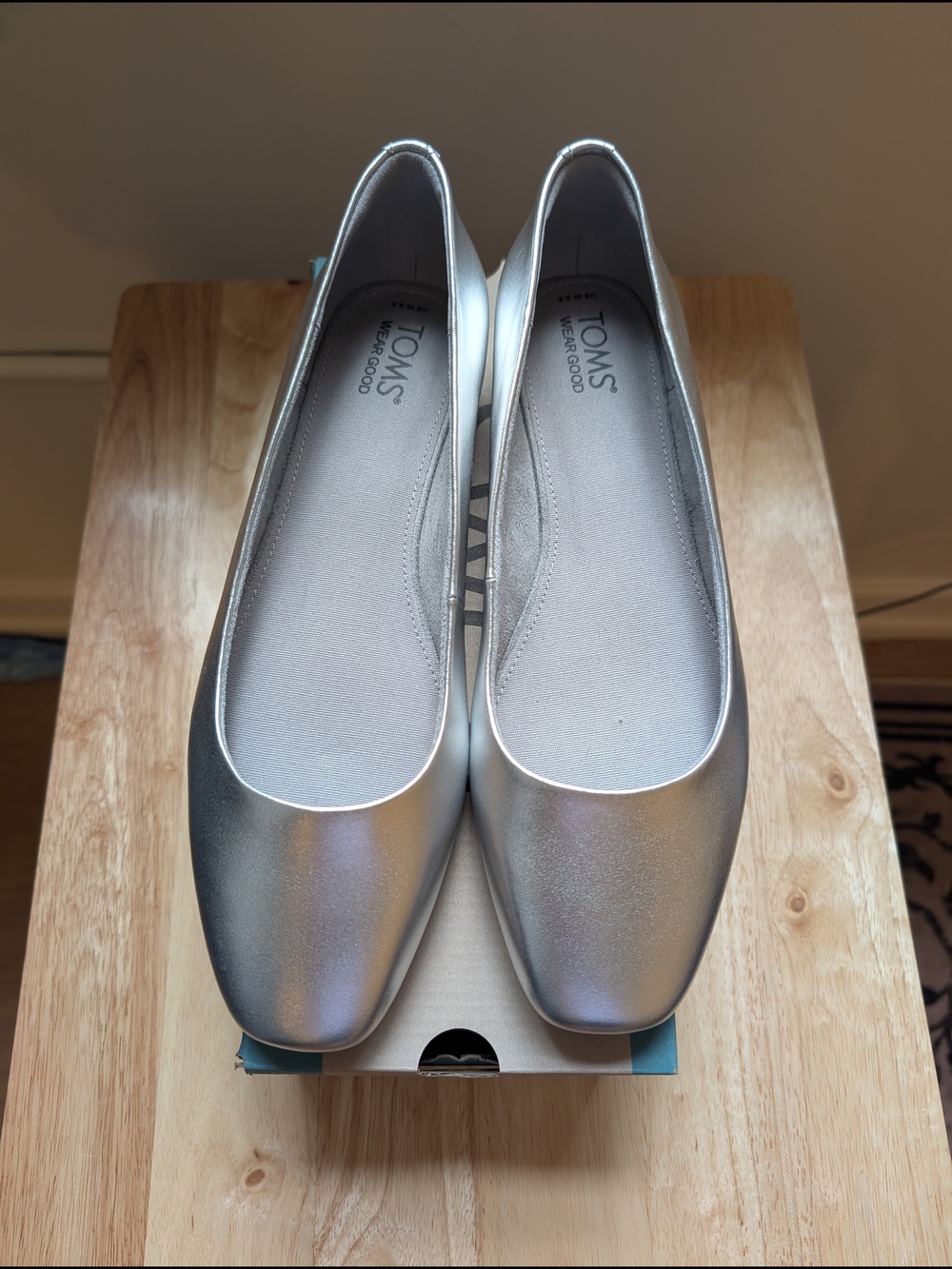TOMS Silver Metallic Briella Slip-On Shoes NWT